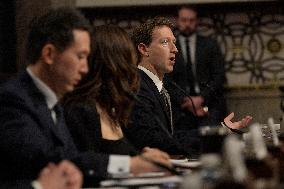 CEO’s Meta Zuckerberg, Linda Yaccarino And Shou Chew Hold A Child Sexual Exploitation Crisis Hearing
