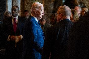 US President Joe Biden delivers remarks at the National Prayer Breakfast