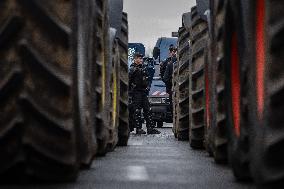 French Farmers Block The A6 Highway Near Paris