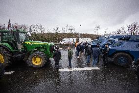 French Farmers Block The A6 Highway Near Paris