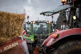 French Farmers Block The A6 Highway Near Paris