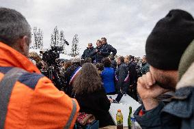 French Farmers Block The A6 Highway Near Paris