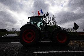 French Farmers Block The A6 Highway Near Paris