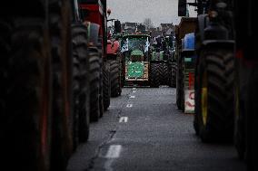 French Farmers Block The A6 Highway Near Paris