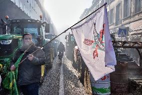 Farmers Set Some Fire Ouside The EU Parliament - Brussels