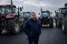 French Farmers Block The A6 Highway Near Paris