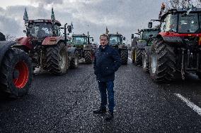 French Farmers Block The A6 Highway Near Paris