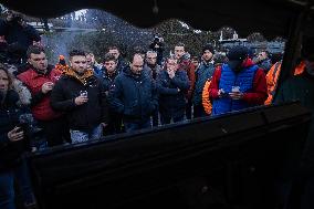 French Farmers Block The A6 Highway Near Paris