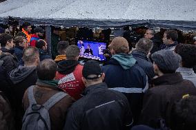 French Farmers Block The A6 Highway Near Paris