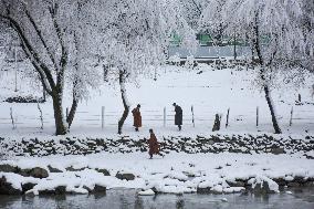 Widespread Snowfall In Kashmir Valley After Two Months Of Dry Winter