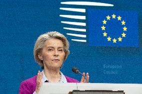 Ursula Von Der Leyen President Of The European Commission Press Conference After Special EU Summit
