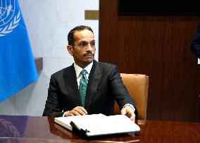 United Nations SEcretary General Meets WithThe Prime Minister Of Qatar