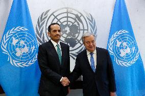 United Nations SEcretary General Meets WithThe Prime Minister Of Qatar