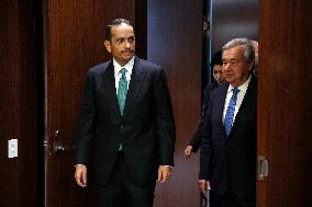 United Nations SEcretary General Meets WithThe Prime Minister Of Qatar