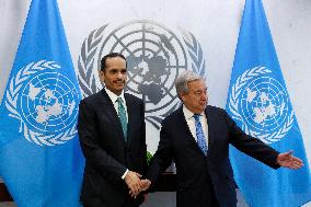 United Nations SEcretary General Meets WithThe Prime Minister Of Qatar