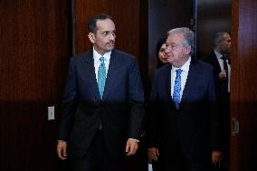 United Nations SEcretary General Meets WithThe Prime Minister Of Qatar