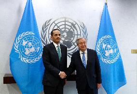 United Nations SEcretary General Meets WithThe Prime Minister Of Qatar