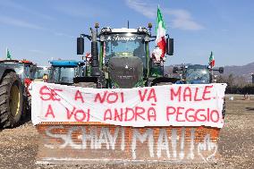 Italian Farmers Stage A Protest In Brescia.