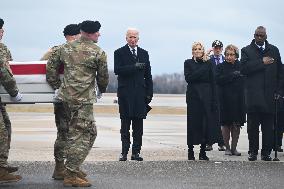 Dignified Transfer Of Three Soldiers Killed In Jordan Drone Attack At Dover Air Force Base