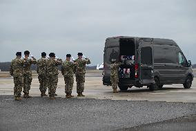 Dignified Transfer Of Three Soldiers Killed In Jordan Drone Attack At Dover Air Force Base