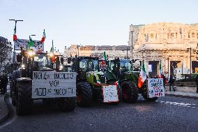 Farmers Protest With Tractors In Milan