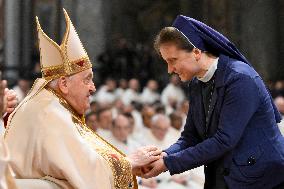 Pope Francis mass for religious orders in St Peters Basilica - Rome