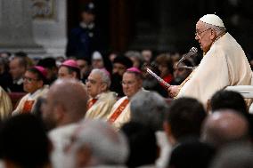 Pope Francis mass for religious orders in St Peters Basilica - Rome