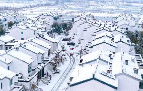 Residential Area Snow Scenery in Suqian