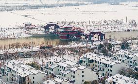 Residential Area Snow Scenery in Suqian