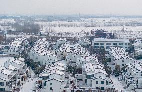 Residential Area Snow Scenery in Suqian