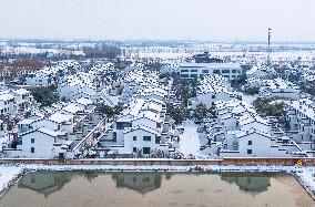 Residential Area Snow Scenery in Suqian