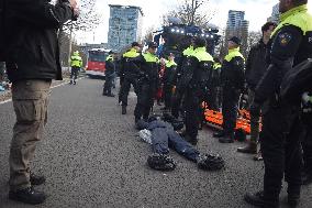 Climate Activists Block The Final Section Of The A12 - The Hague