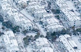 Residential Area Snow Scenery in Suqian