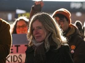 Edmonton Rally Opposing Alberta Premier Danielle Smith's New Transgender Policy