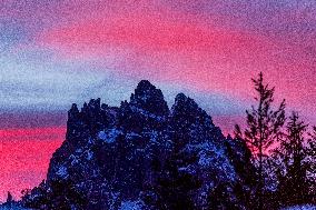 Sunrise In Italian Dolomites, Italy