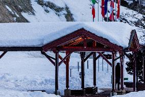 Snow In Italian Alps Dolomites