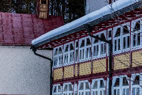 Snow In Italian Alps Dolomites