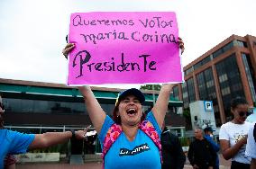 Venezuelans Protest in Demand of Candidacy of Maria Corina Machado in Presidential Elections