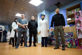 Zelensky Visits National Cancer Institute - Kyiv