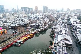 Confucius Temple Snow Scenery in Nanjing