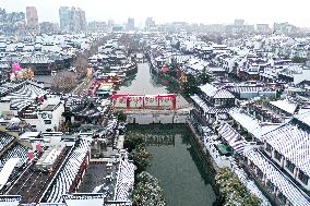 Confucius Temple Snow Scenery in Nanjing