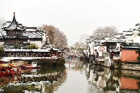 Confucius Temple Snow Scenery in Nanjing