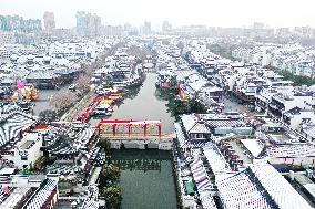 Confucius Temple Snow Scenery in Nanjing