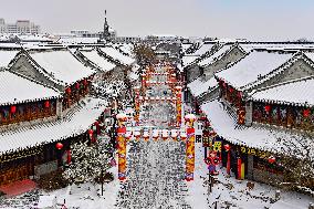 Ancient Qingzhou City Decorated to welcome Chinese Lunar New Year