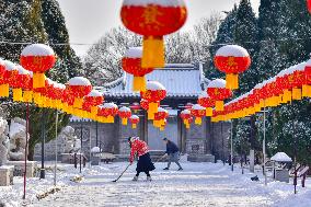 Ancient Qingzhou City Decorated to welcome Chinese Lunar New Year