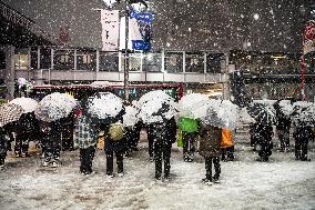 Heavy Snowfall In Tokyo.
