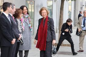 Queen Sofia Attends A Meeting - Madrid