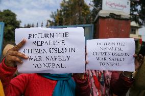 Demonstration Against Russian Recruitment Of Nepali Citizens