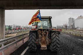 Blockade Of Catalan Farmers And Ranchers In The Province Of Lleida.