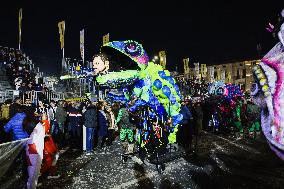 Floats Of Political Satire At The First Masked Course Of The Carnival Of Viareggio